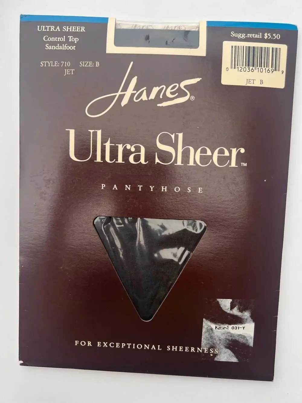 Hanes Ultra Sheer Pantyhose Style 710 Jet Size B Control Top Sandalfoot
